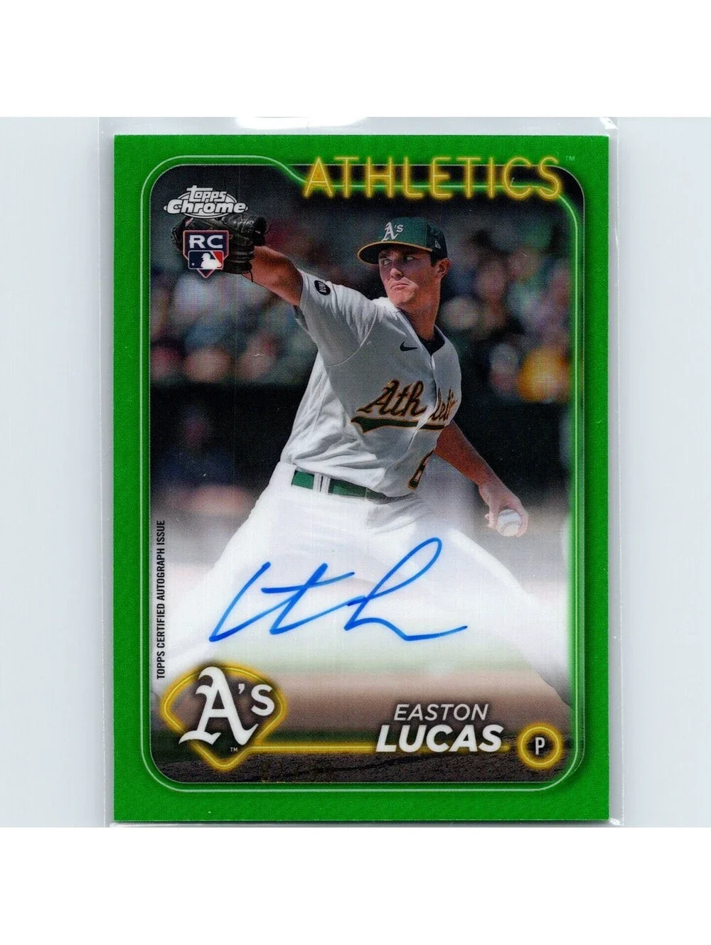2024 Topps Chrome - Easton Lucas #RA-EL - Auto Green Refractor /99 - Athletics